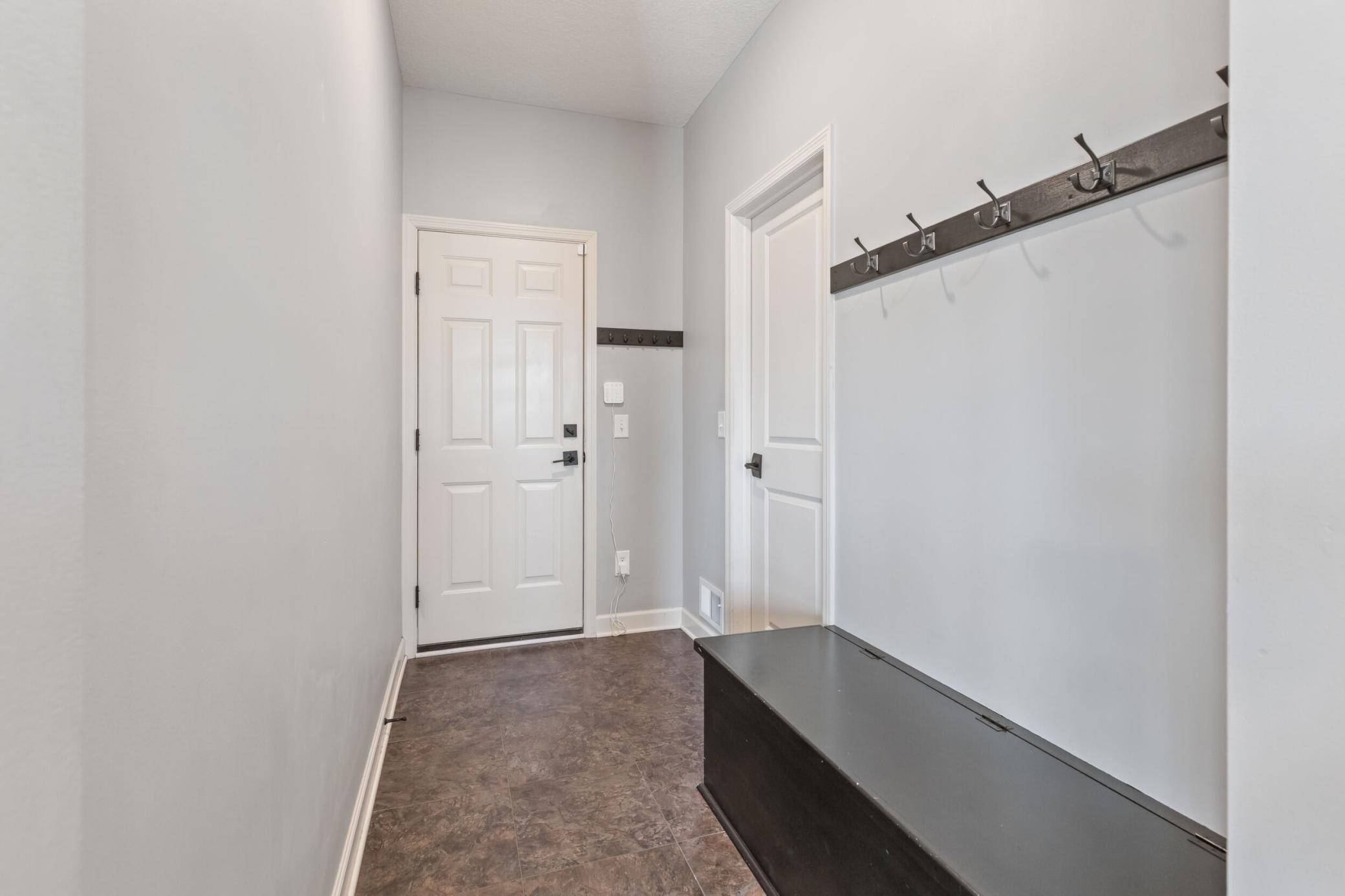 Mud room with custom built bench and storage