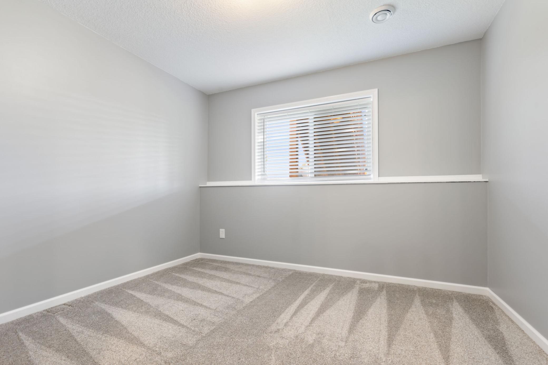 Lower level bedroom with look out window