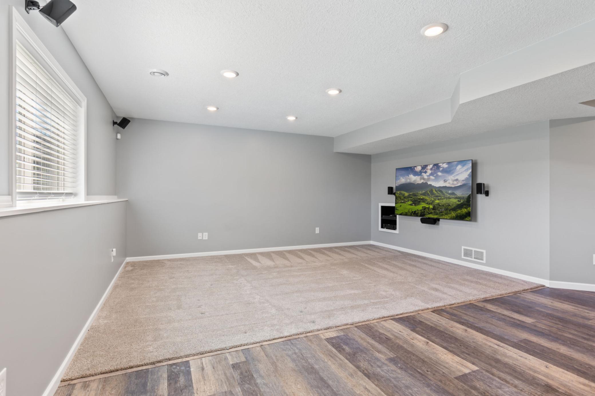 Lower level with LVP wood flooring