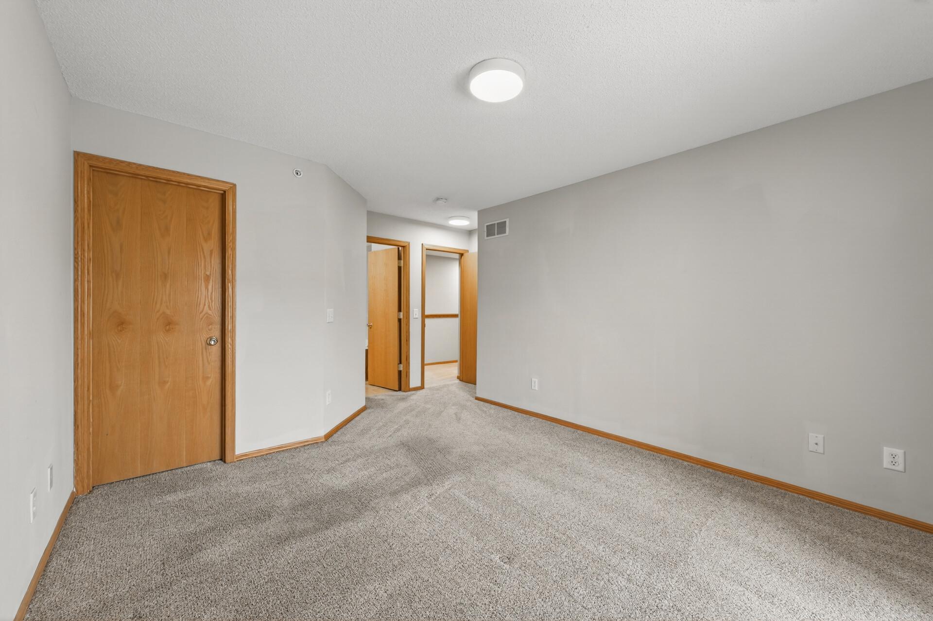 Another view of the primary bedroom with a walk-in closet.