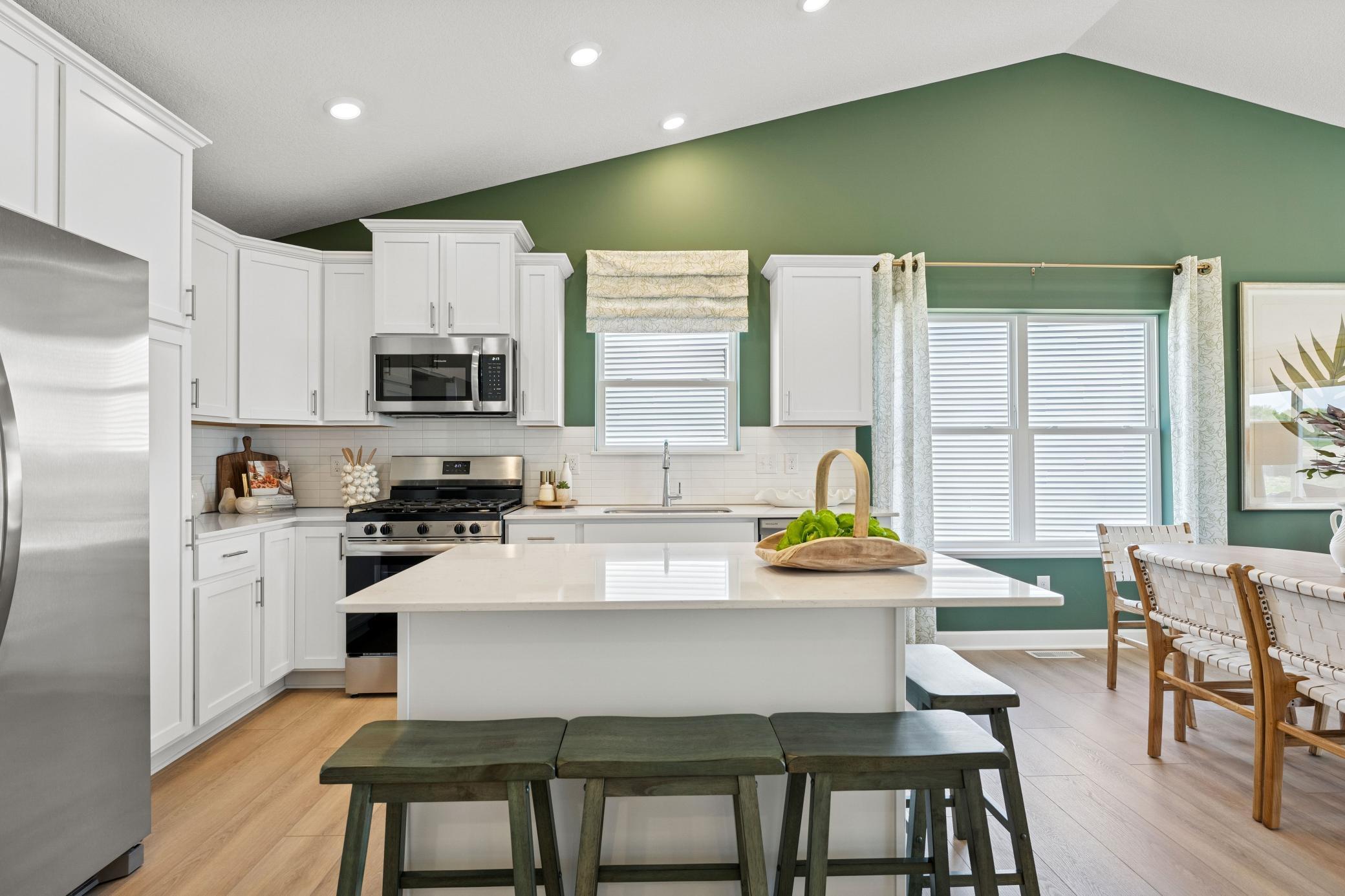 The kitchen overlooks the open layout in an ideal set-up for modern living and entertainment