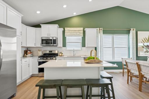 The kitchen overlooks the open layout in an ideal set-up for modern living and entertainment
