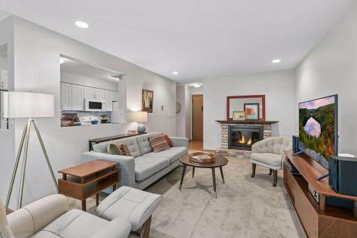Fresh neutral decor. Gas fireplace for cool, cozy nights.