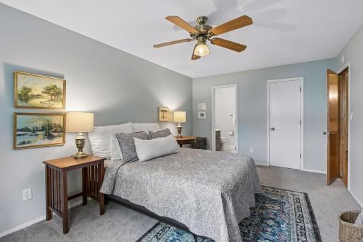Primay bedroom with private 3/4 bath and walk-in closet.