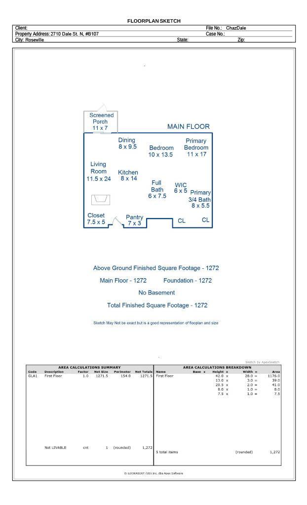 2710 Dale St B107 floor plan and measurements