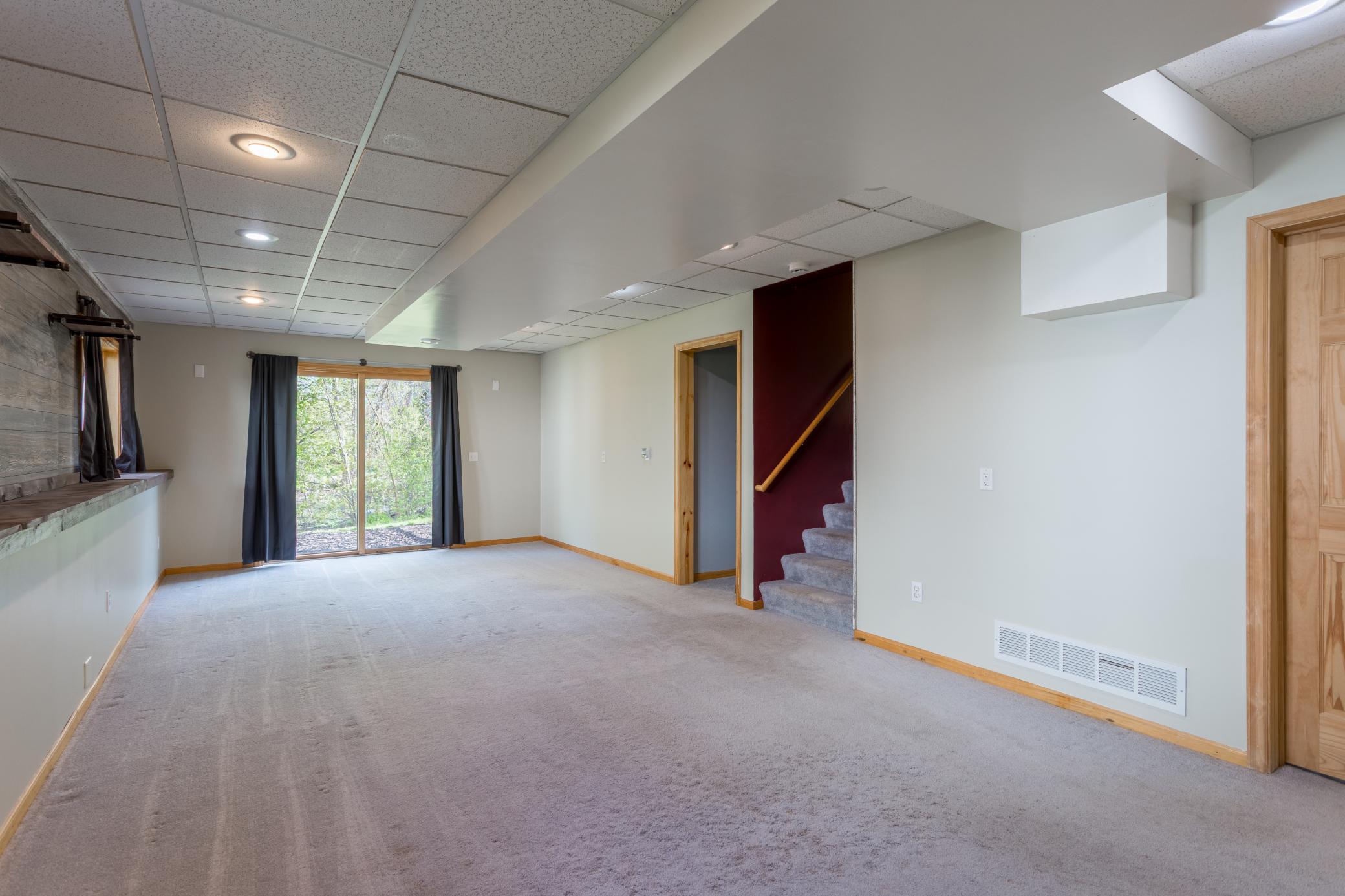 Lower level game room or kids play area
