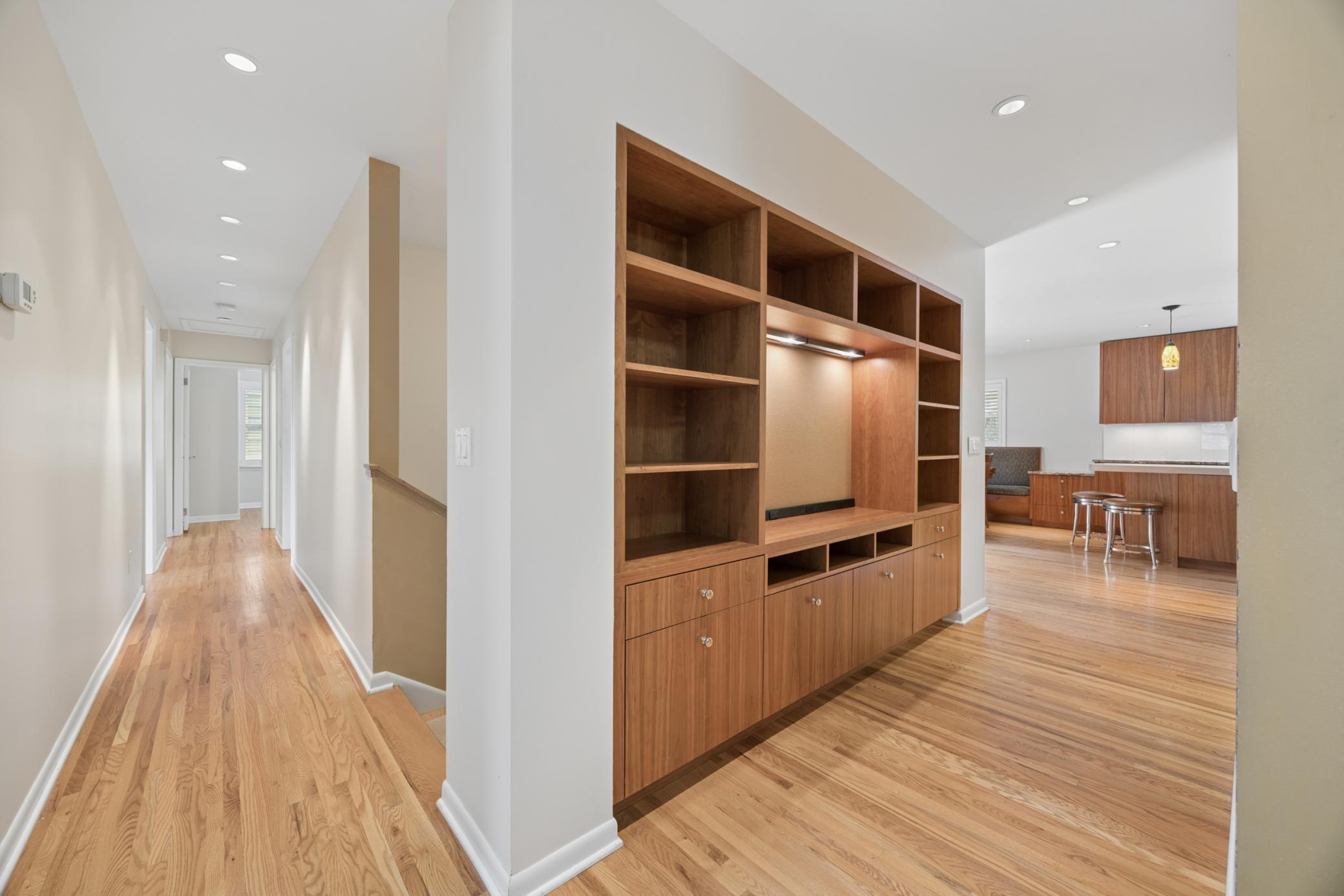 Custom built-ins in hallway to kitchen
