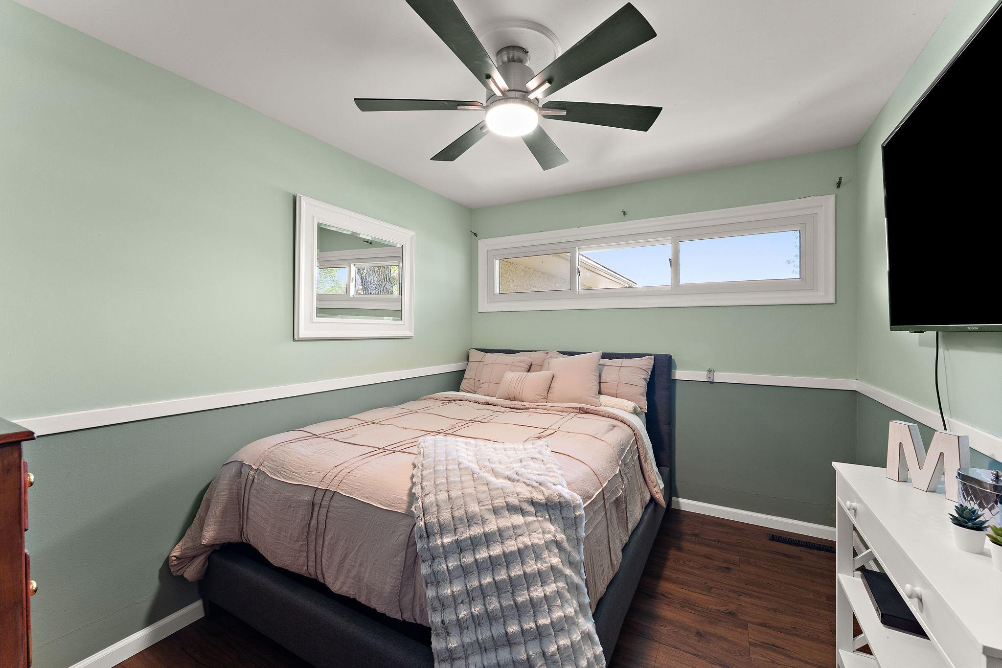 The second bedroom have privacy windows that still let in a lot of Eastern light.