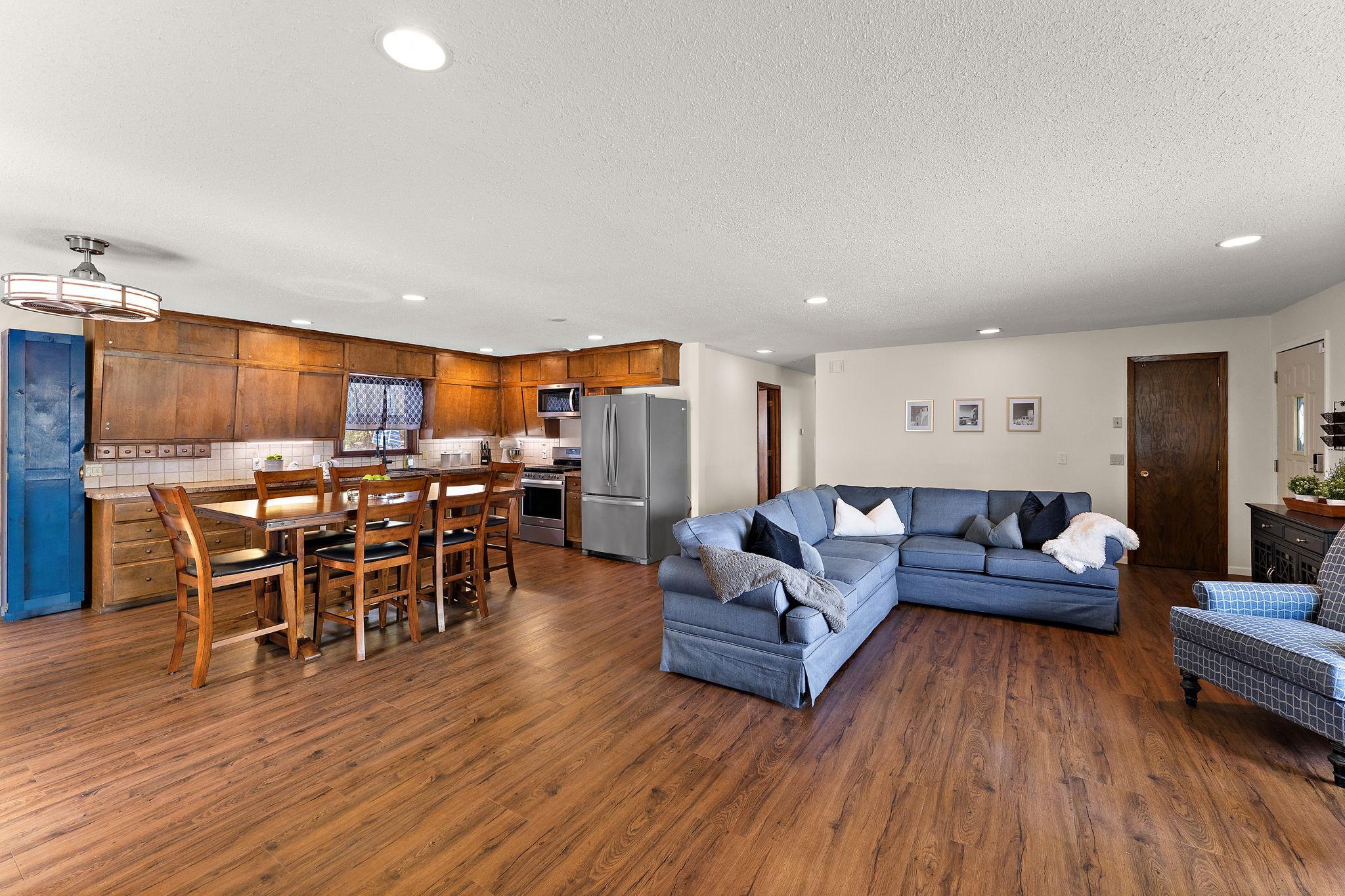 Open concept Living, Kitchen & Dining area.