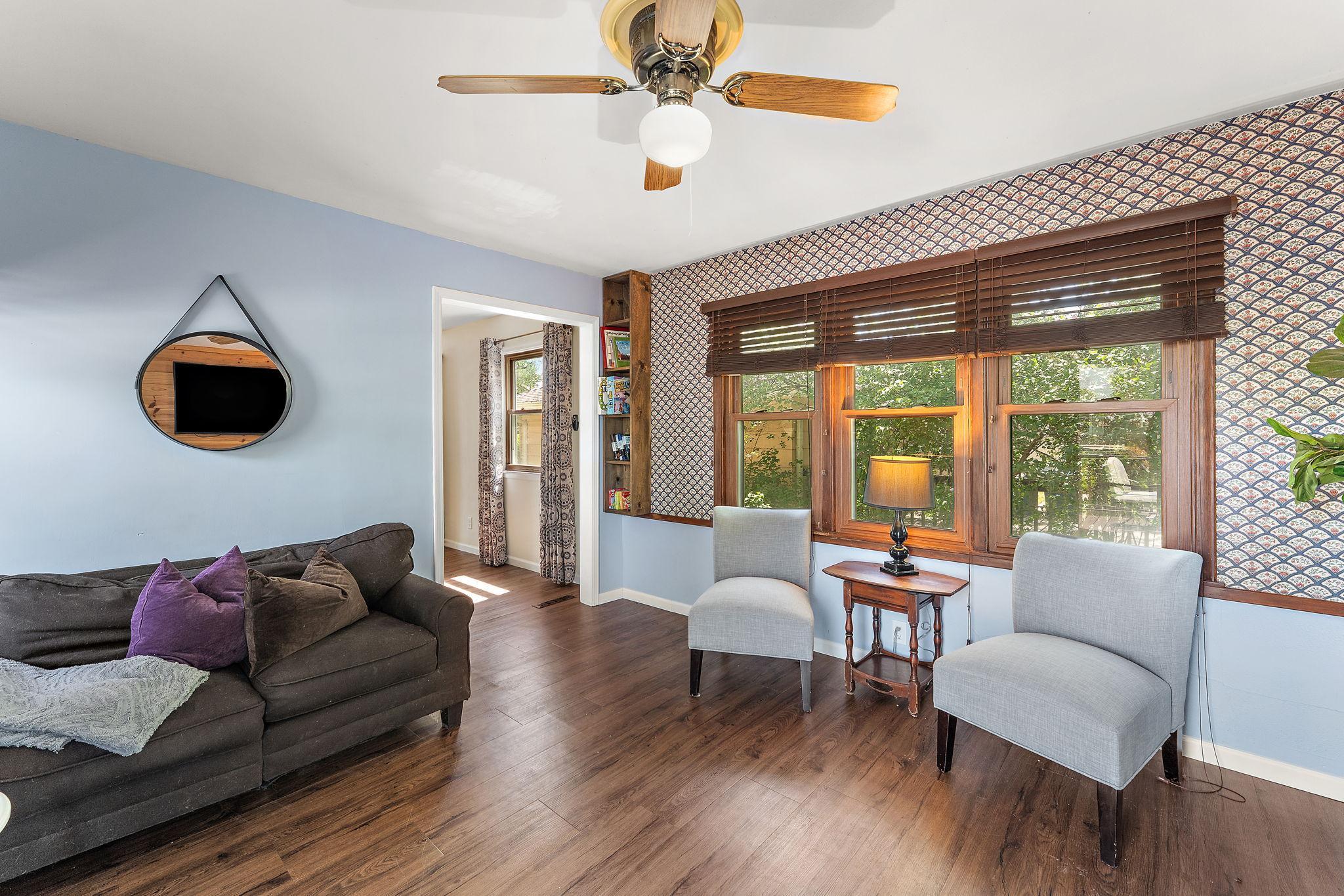 The flooring seamlessly flows with no thresholds, great for accessabilty.