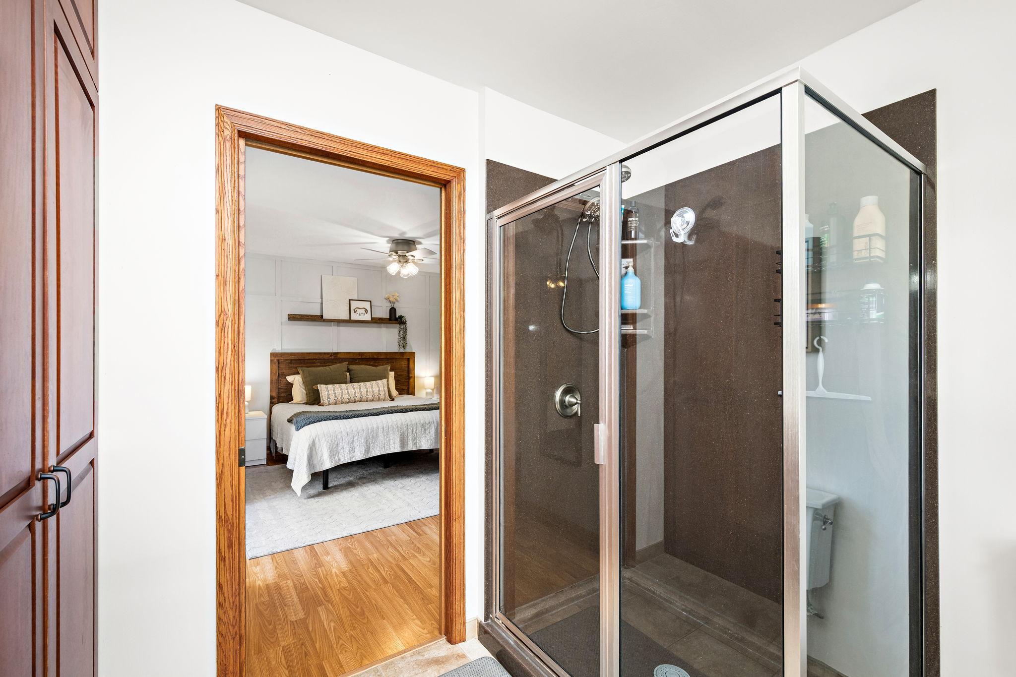 Huge shower in the owner's bedroom.