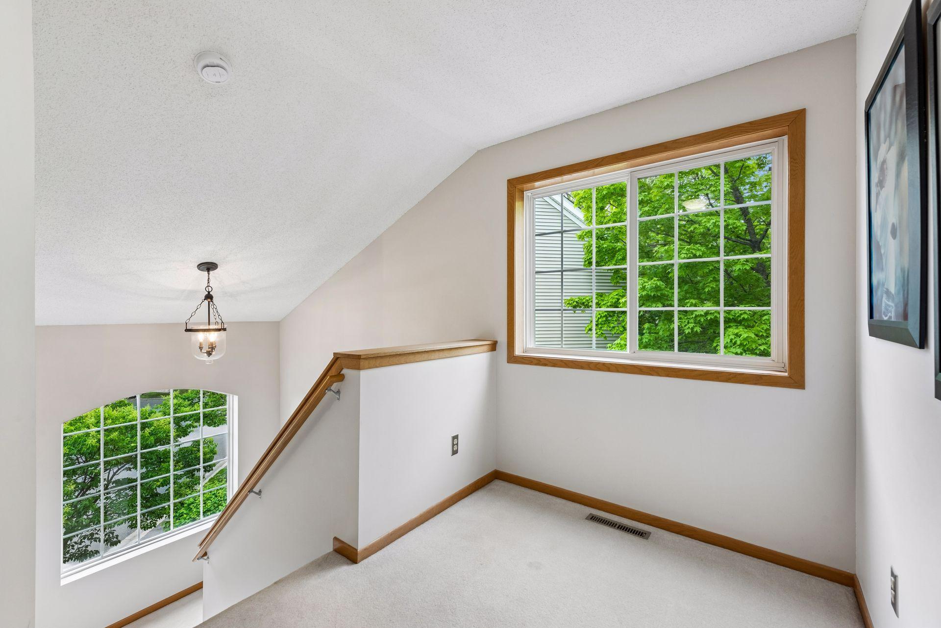 A loft area at the top of the stairs is ideal for a writing desk or a comfy chair for reading.