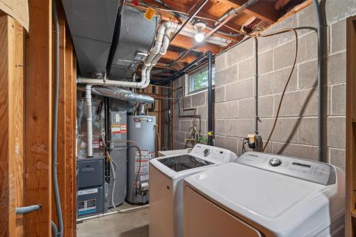 Unfinished storage and laundry. Clean and neat
