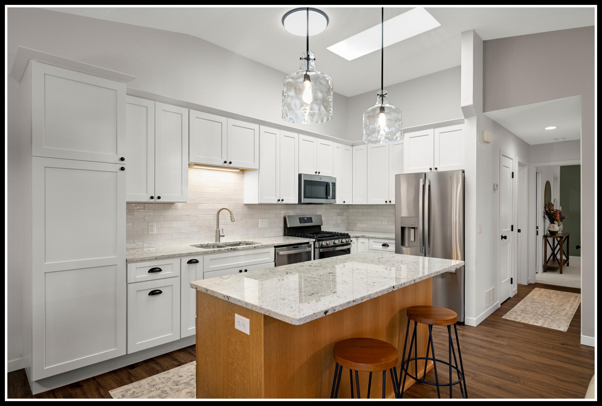 Skylights bring daylight into the kitchen
