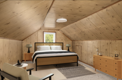 The spacious upstairs is a KNOCKOUT main bedroom with storage for off season hanging storage that runs the length of the hallway!