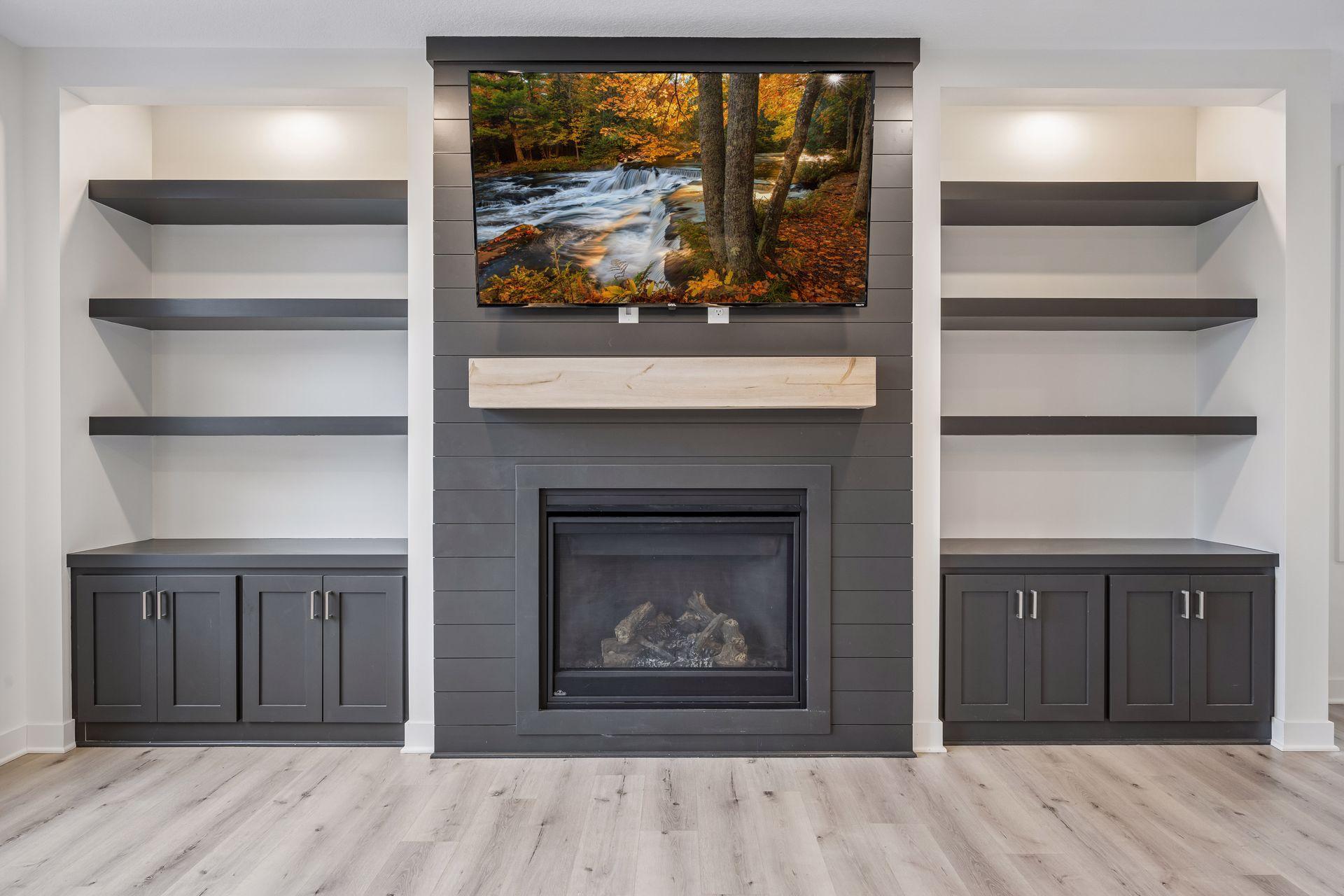 Gas burning fireplace