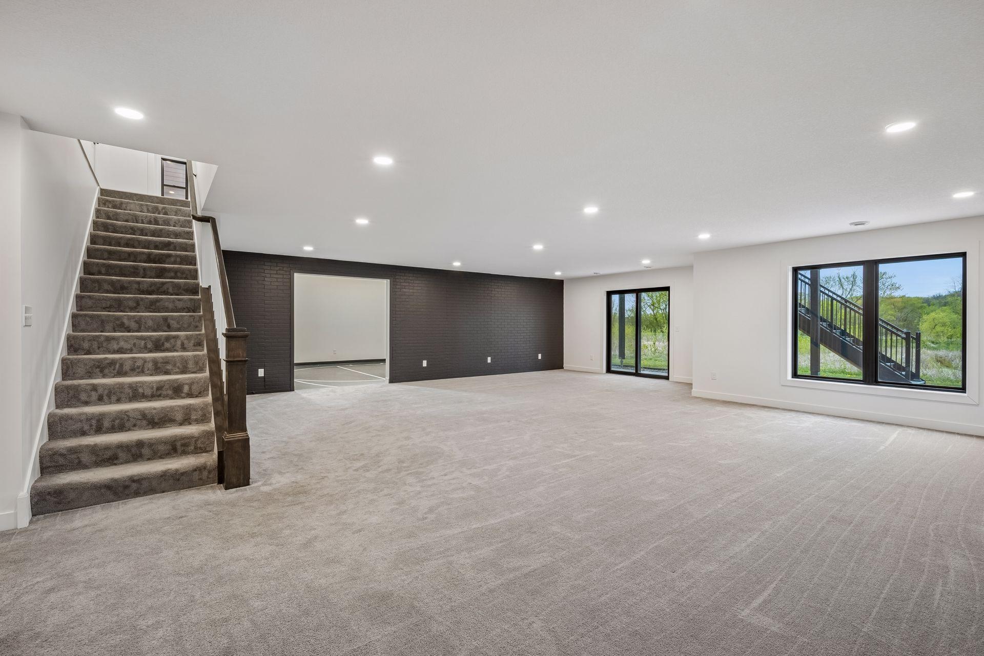 Walk-out lower level family and game rooms