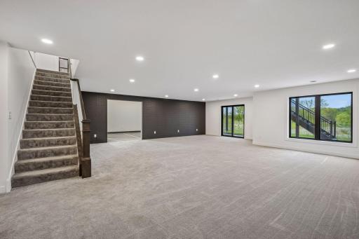 Walk-out lower level family and game rooms