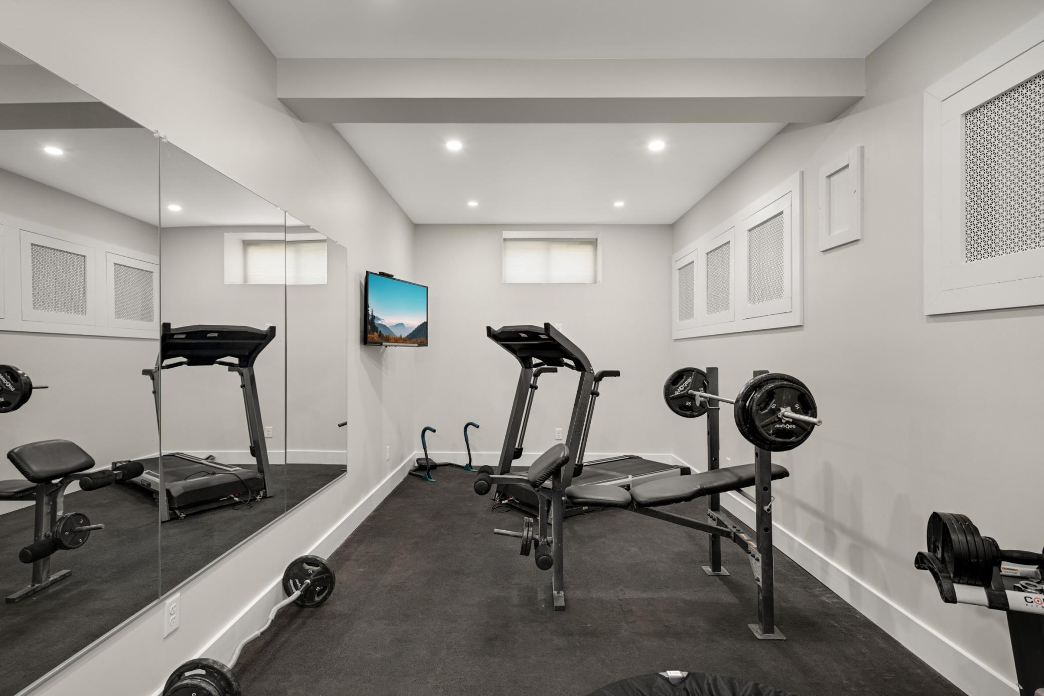 Lower level workout room.