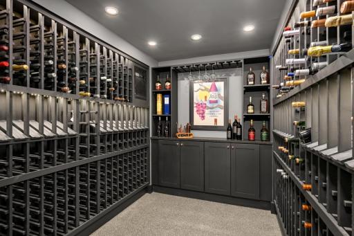 The lower level also hosts a temperature controlled wine cellar.