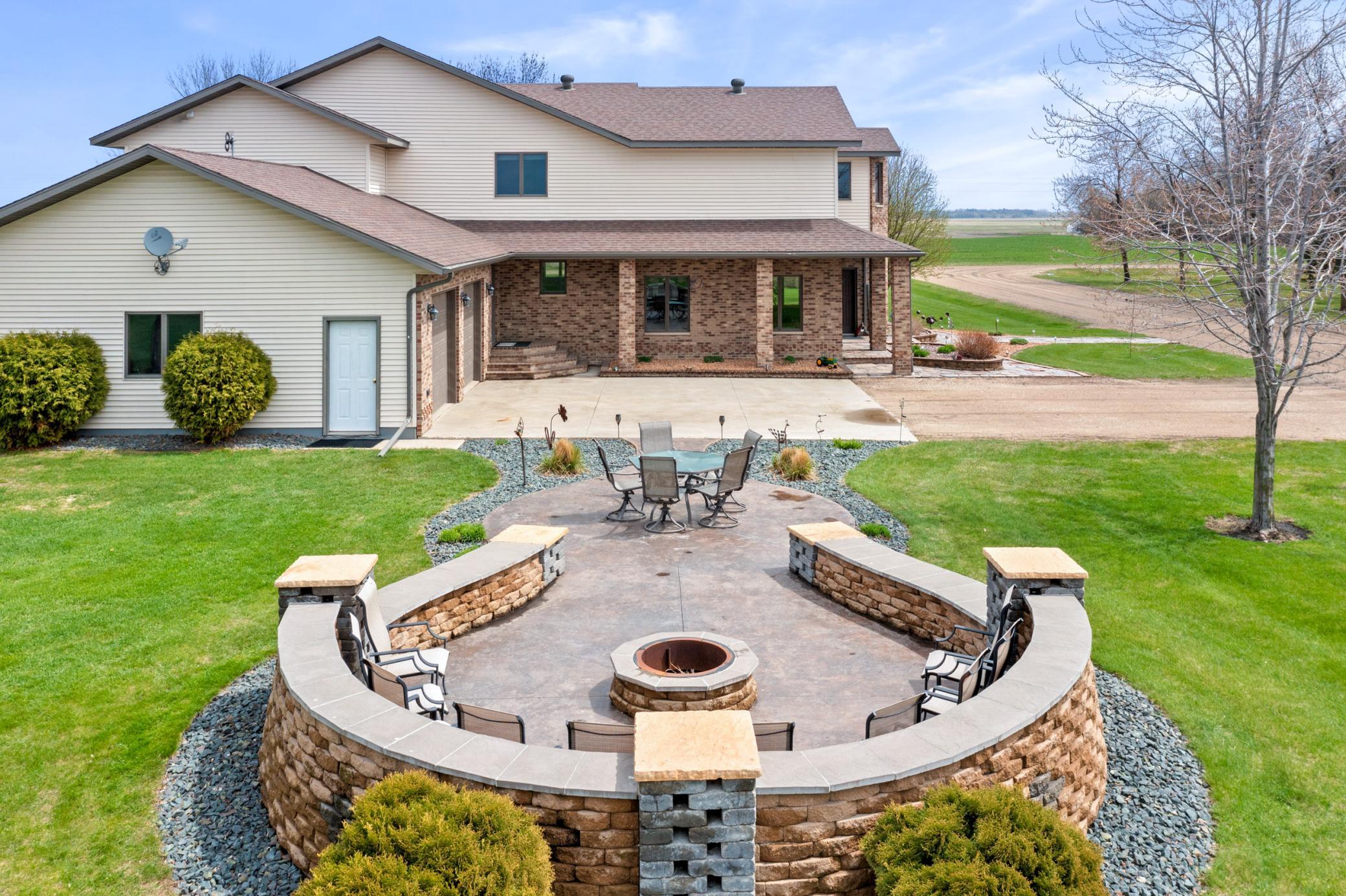 Stamped Concrete Patio with Built in Firepit