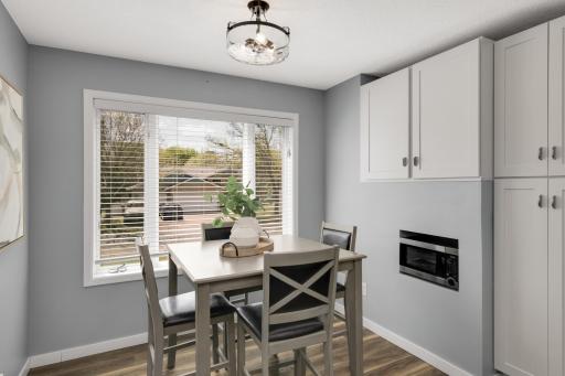 Currently seating for 4 but a larger table could fit. This kitchen has everything you need to host the best dinner parties in town