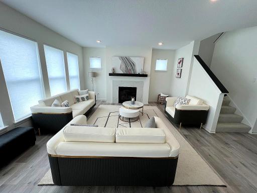 Main floor family room with gas fireplace