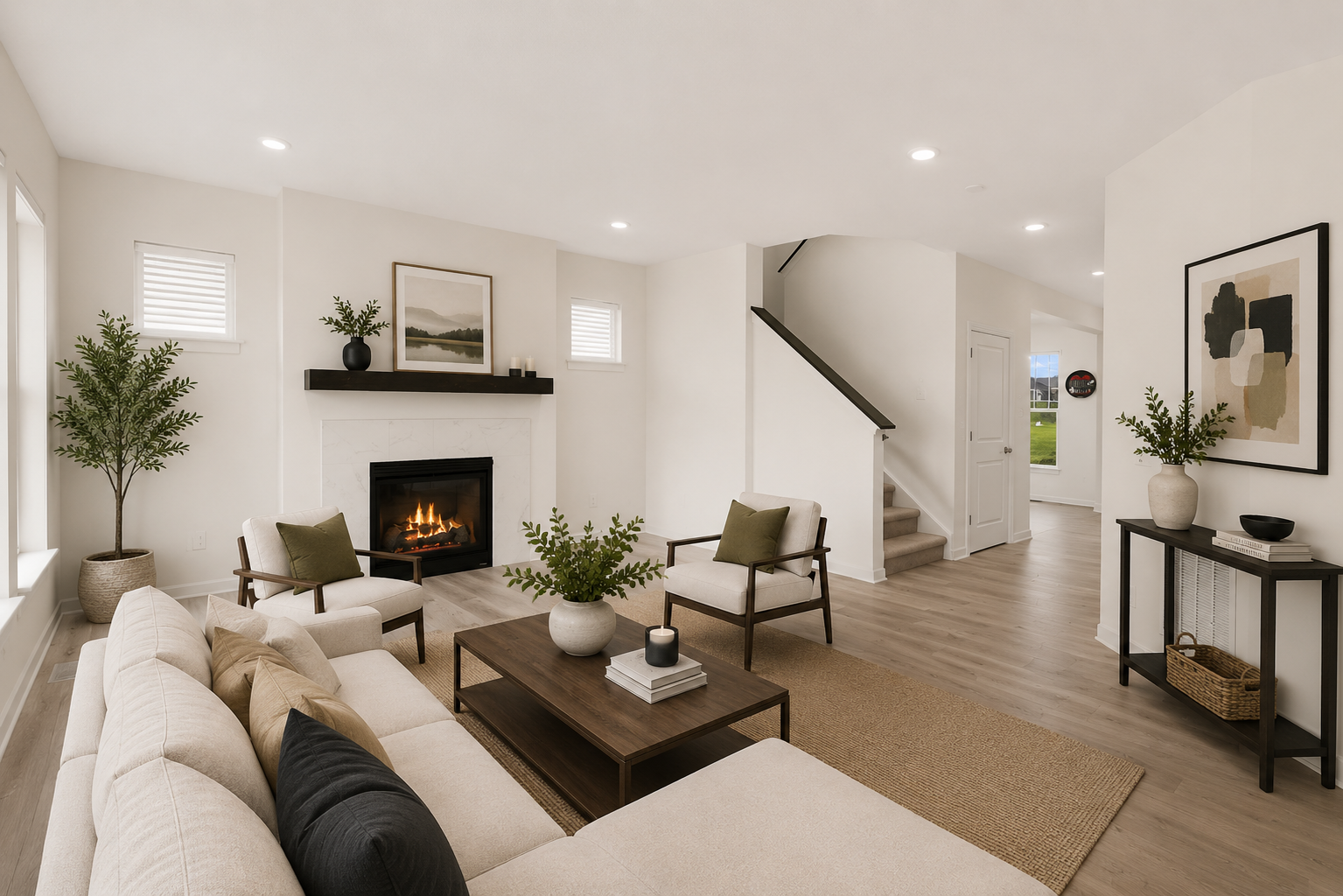 Main floor living room with gas fireplace-VS