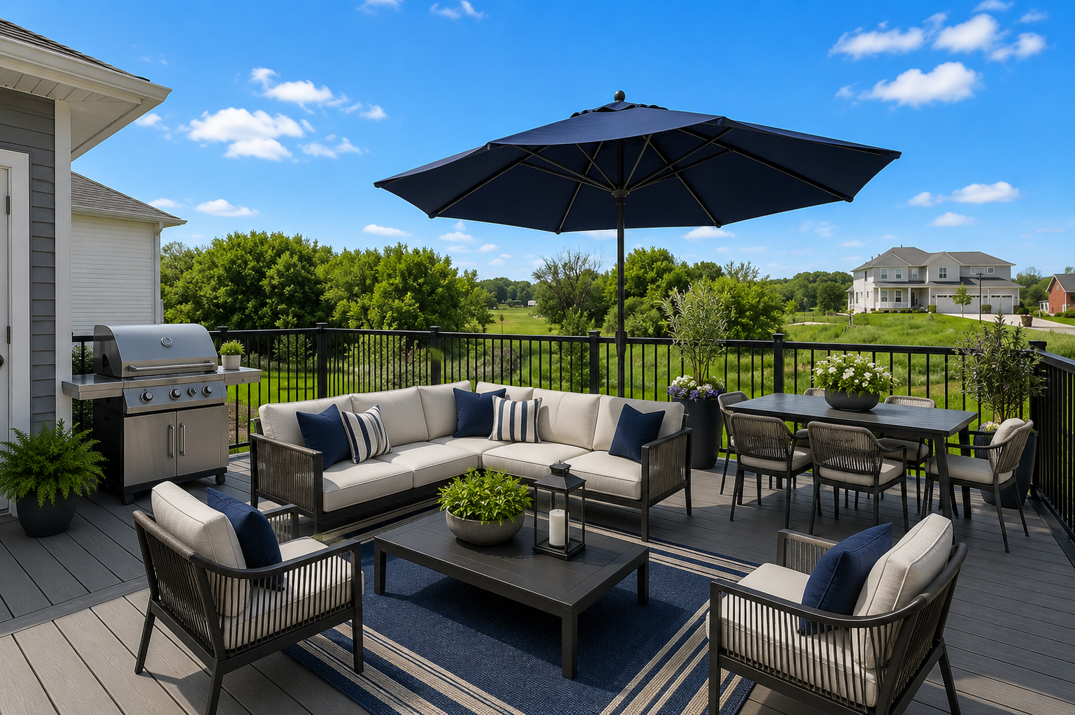 Spacious maintenance-free deck overlooking the backyard, perfect for relaxing or entertaining-VS