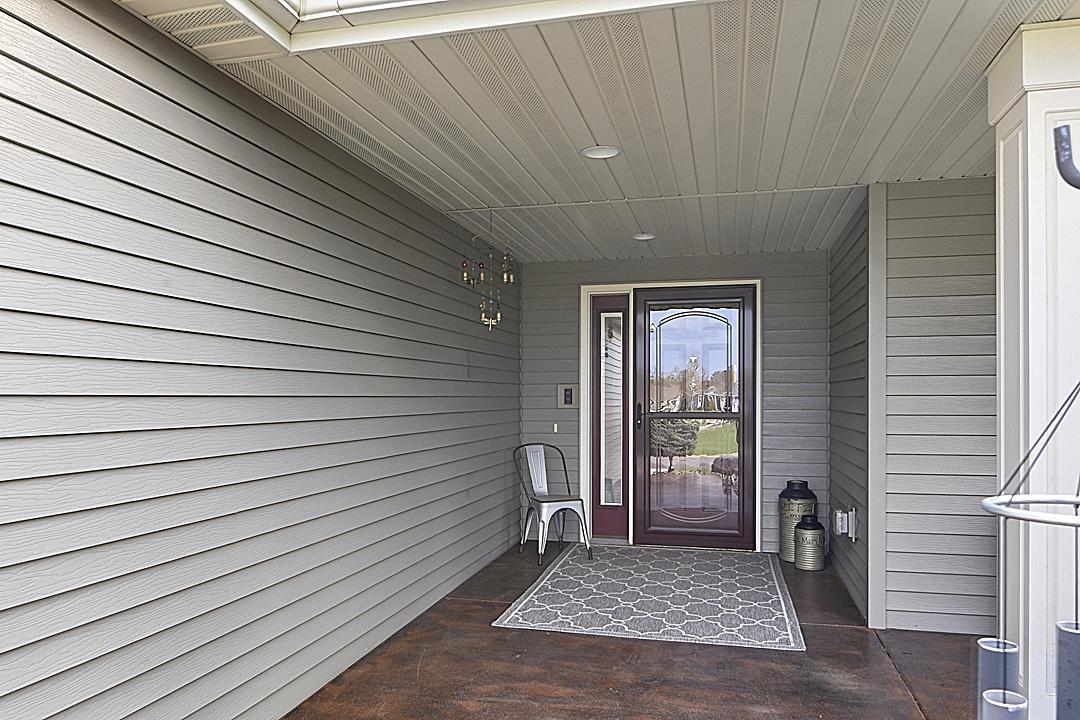 Large Covered Entry way Patio, Stamped Concrete