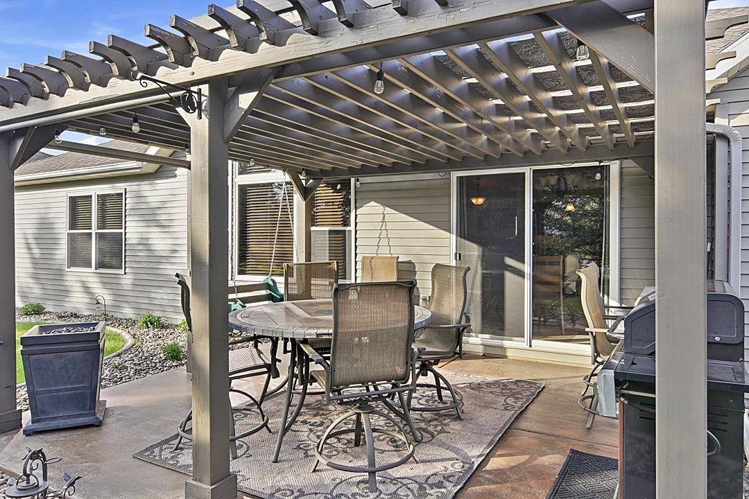 Covered Pergola Patio, stamped Concrete