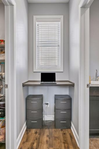 Flexible space perfect for a coffee bar or extra office space.