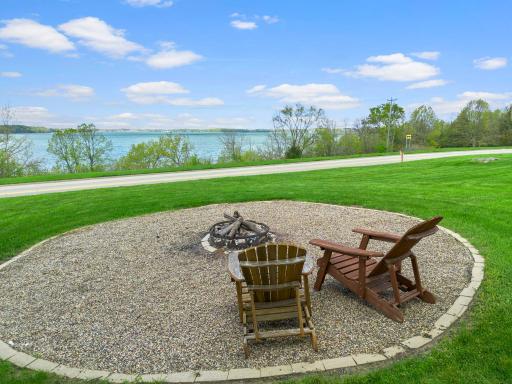 The gravel fire pit area is huge so you can gather a lot of family and friends together.
