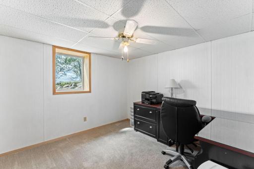 Currently, the third bedroom is being used as an office. There is a closet in this room.