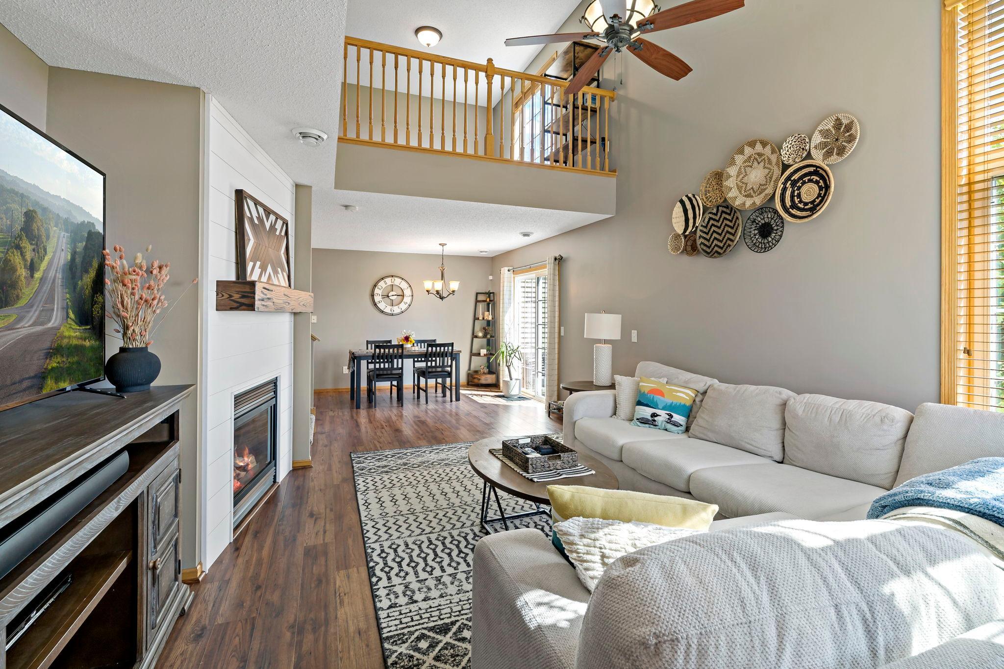 Living room with fireplace