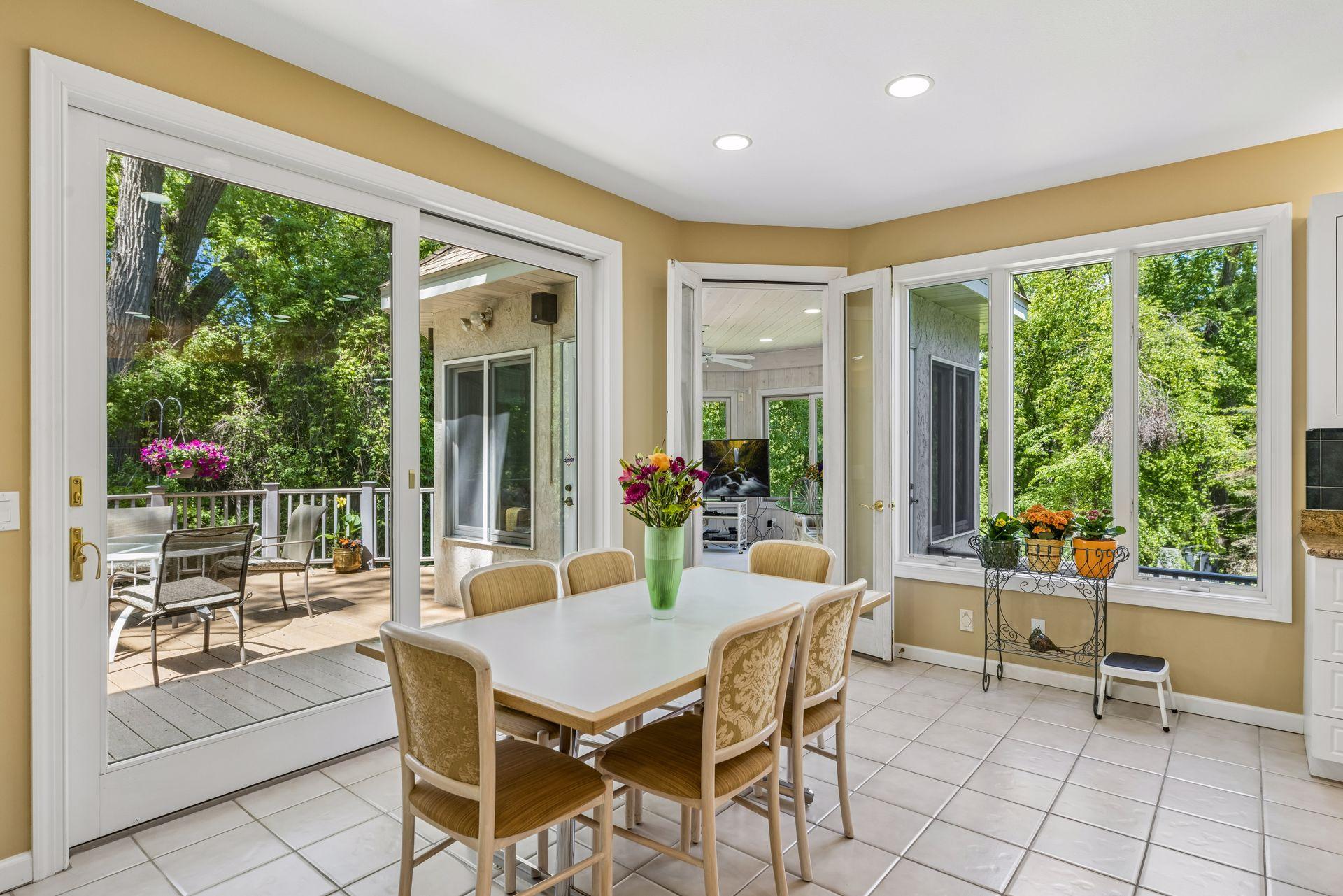 Kitchen opens to deck or 3 season porch