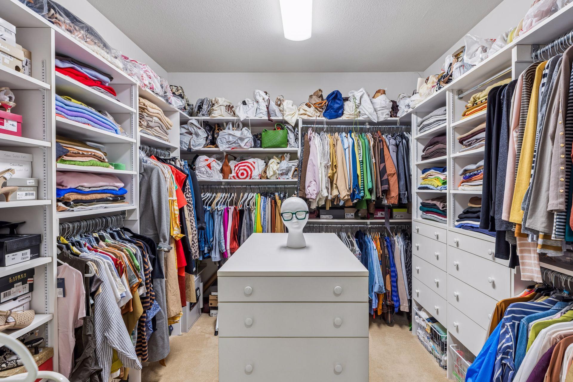 One of two extra large walk in closets