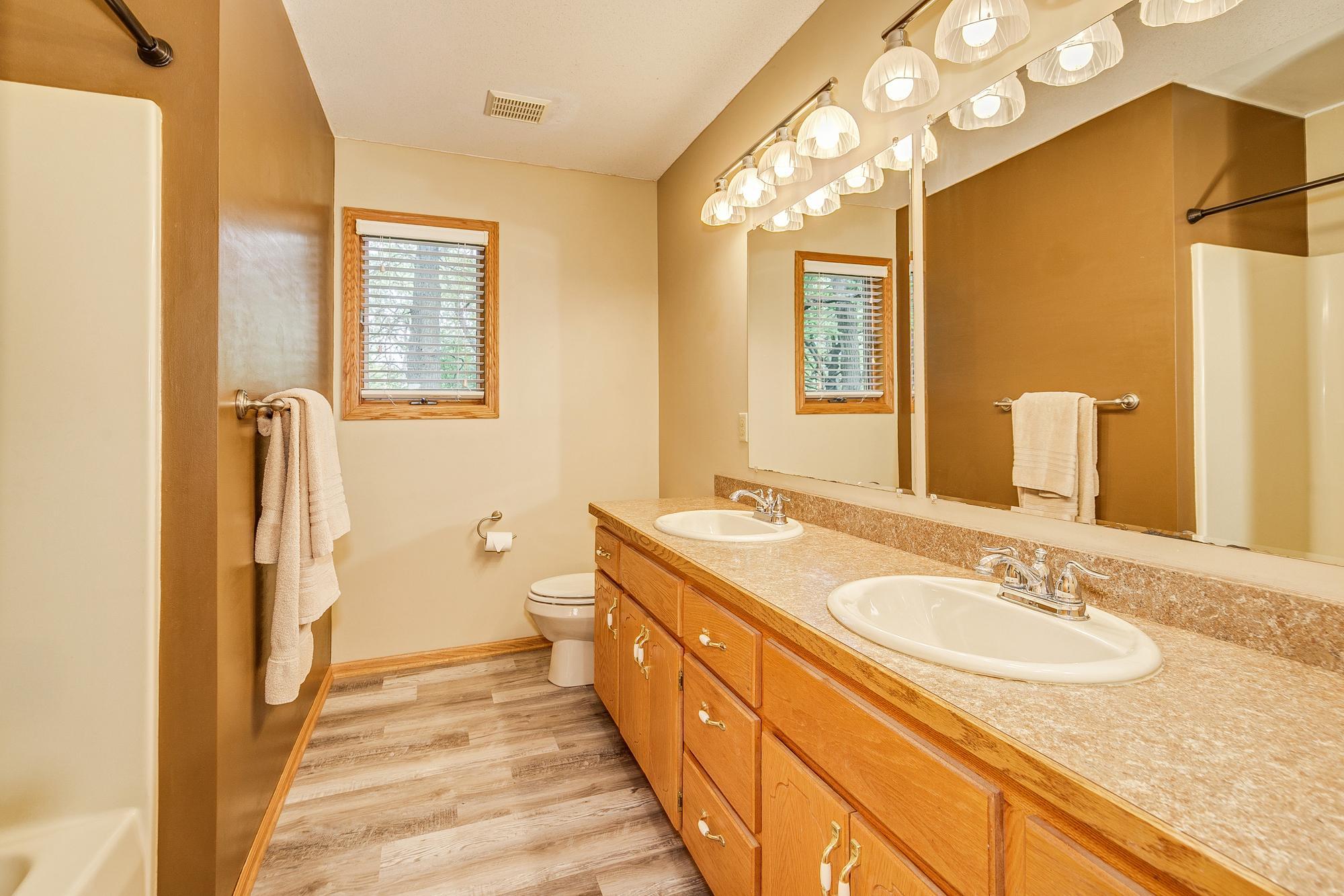 Upper Full Bath with Double Sink & New Flooring