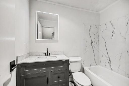 Primary Bathroom - New Vanity with Carrara Marble Countertop
