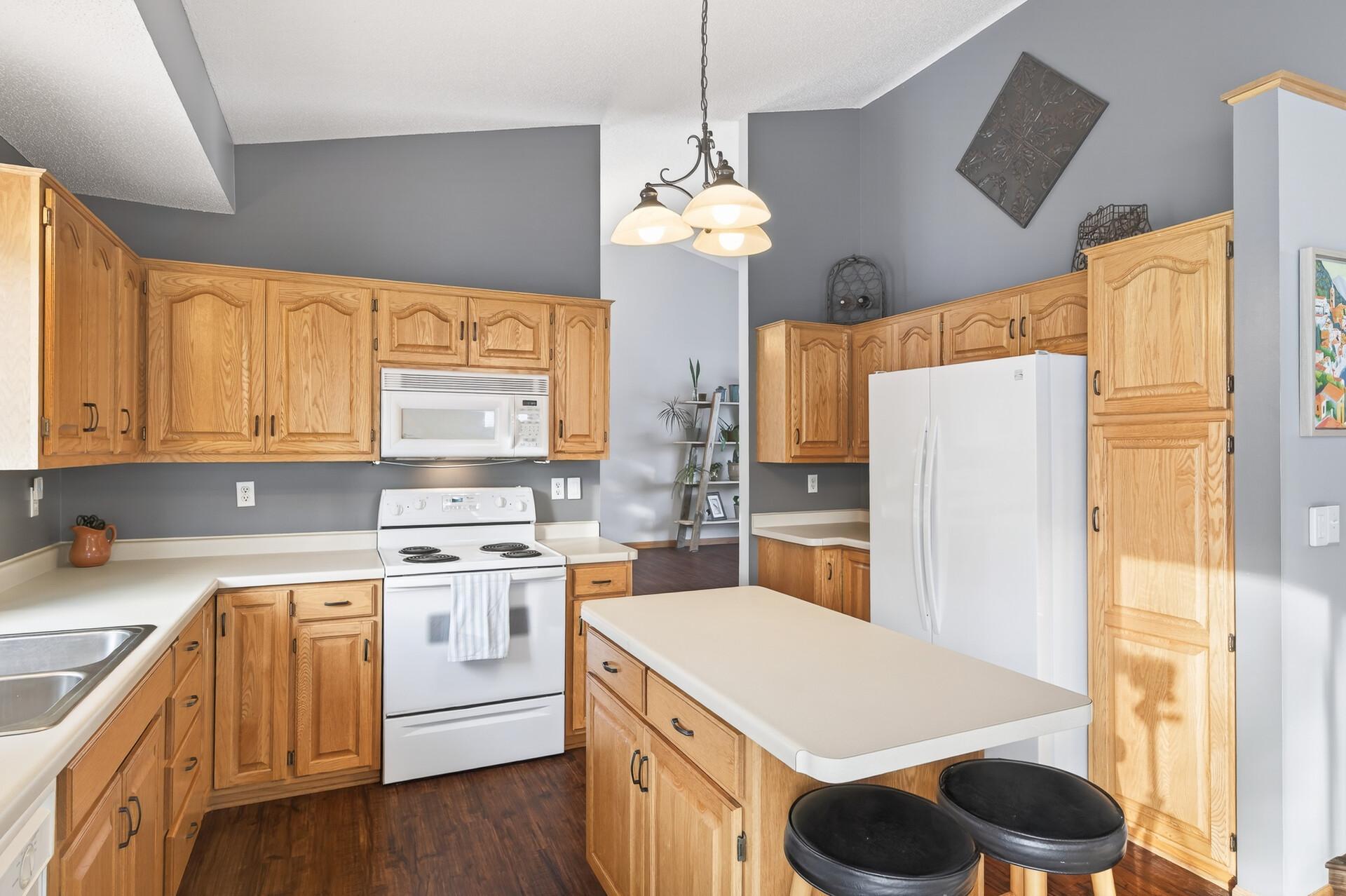 Large kitchen with vaulted ceilings