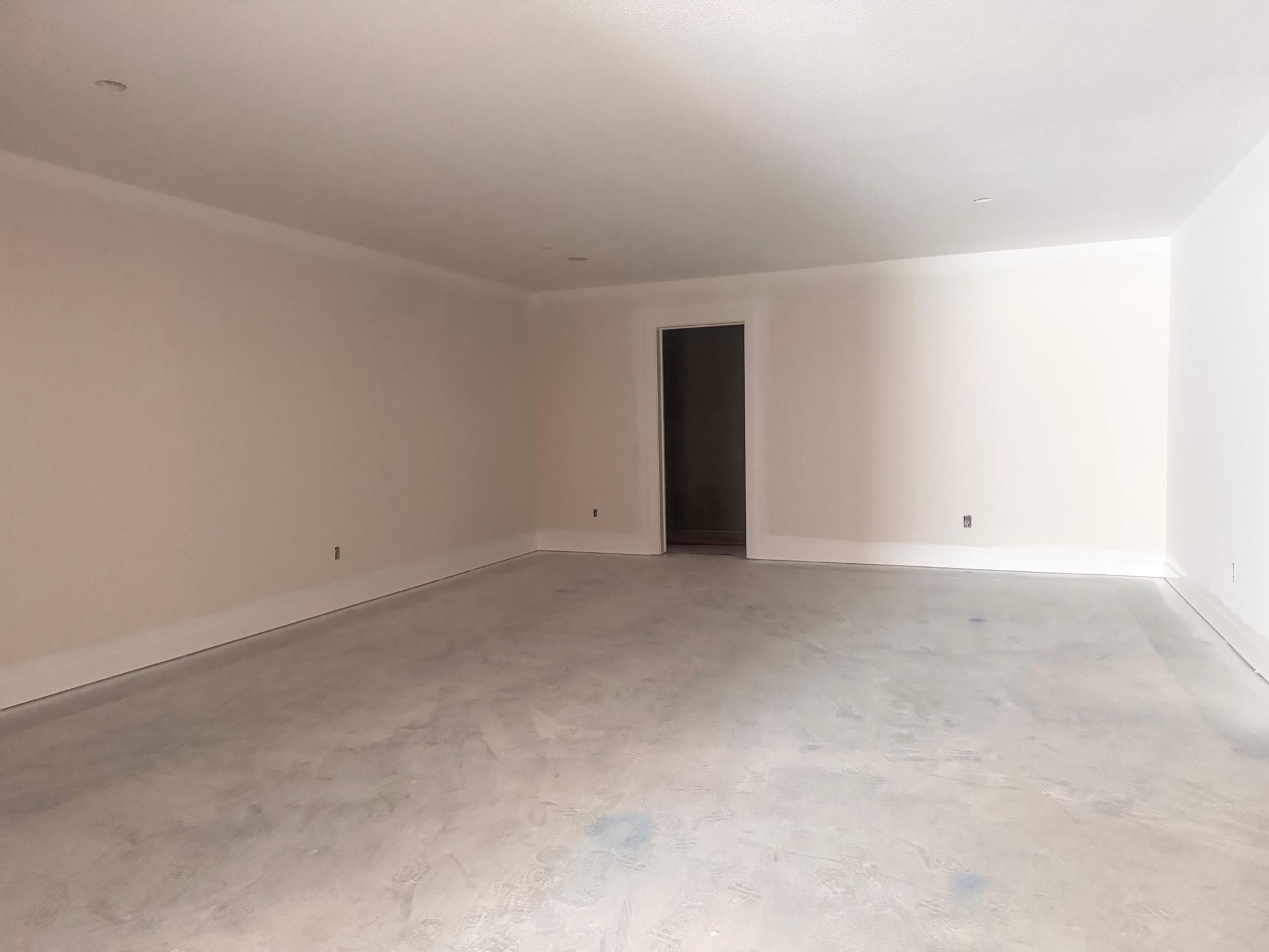 Progress photo of the lower level family room