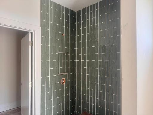 Progress photo of the primary ensuite shower