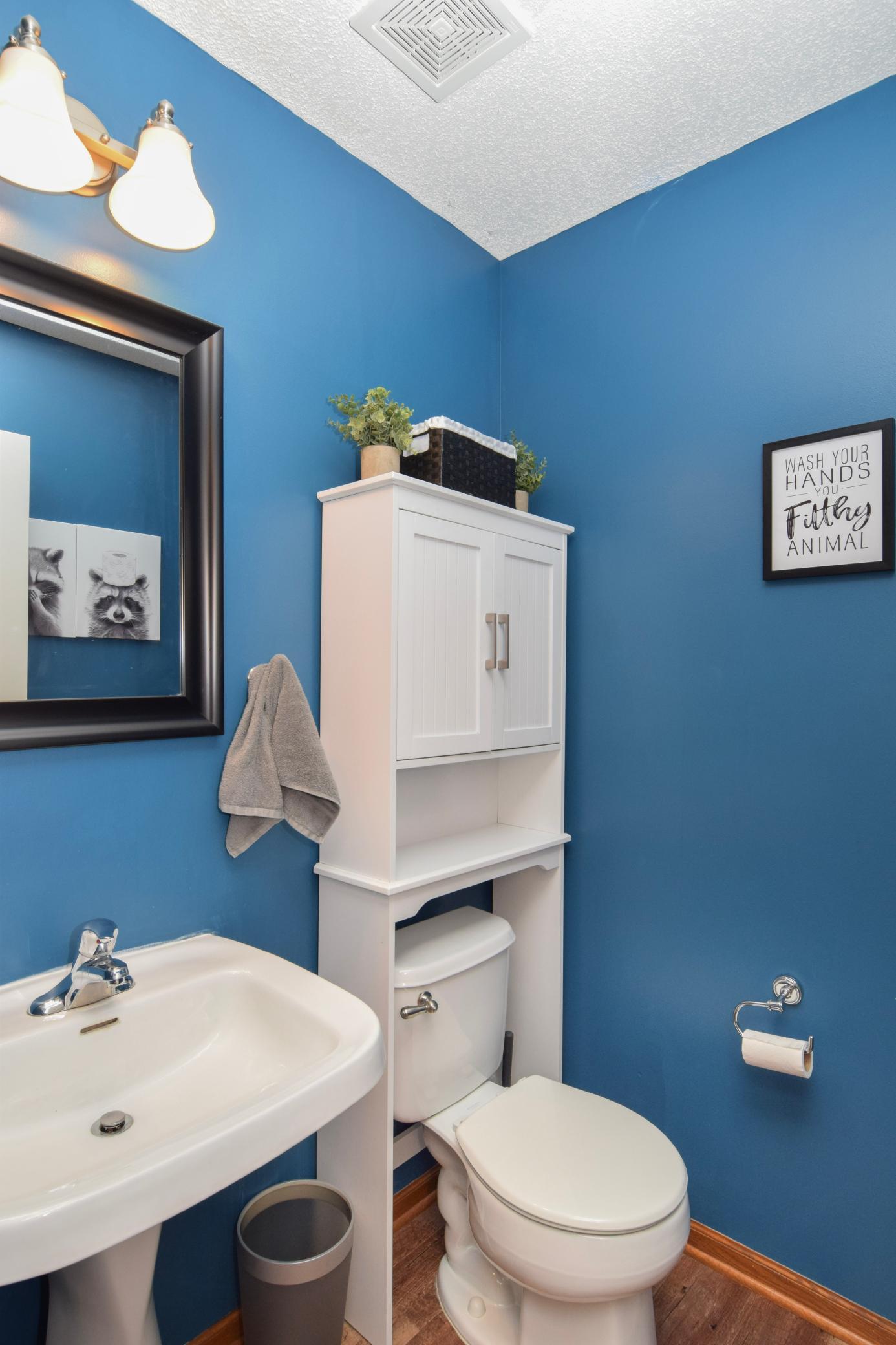 Half bath on main level to avoid running upstairs.