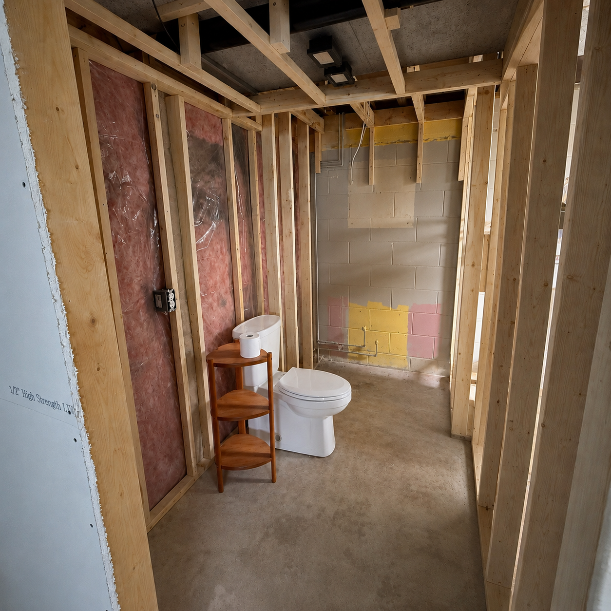 Space made for Potential Full Bath on Lower Level