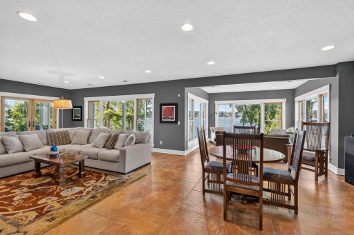 Family Room features ceramic tile heated flooring