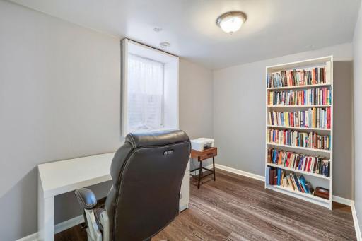 Bedroom in the basement (bedroom 5 of 5). This room is currently being used as an office.