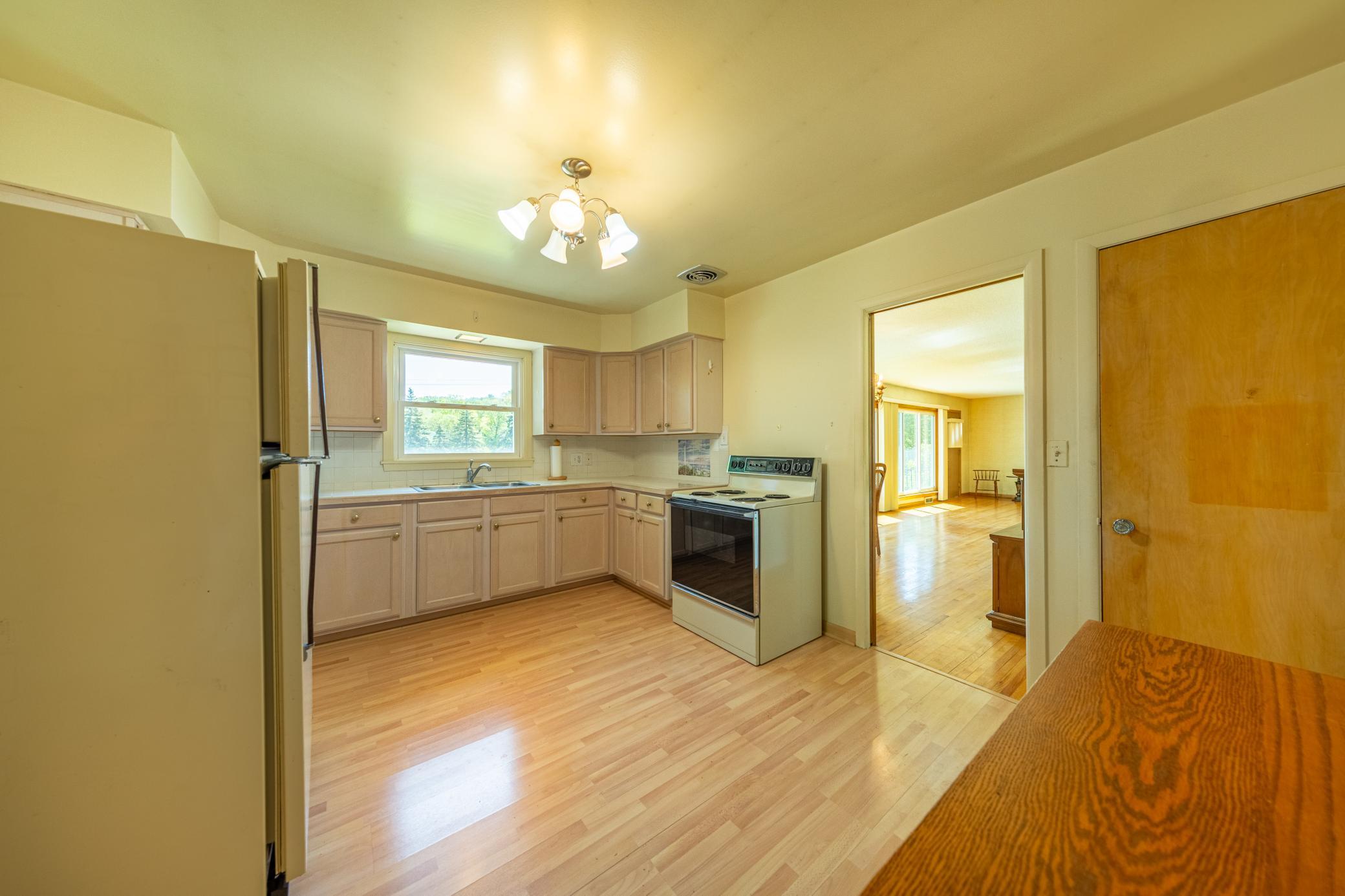 Kitchen is right off of living and dining room