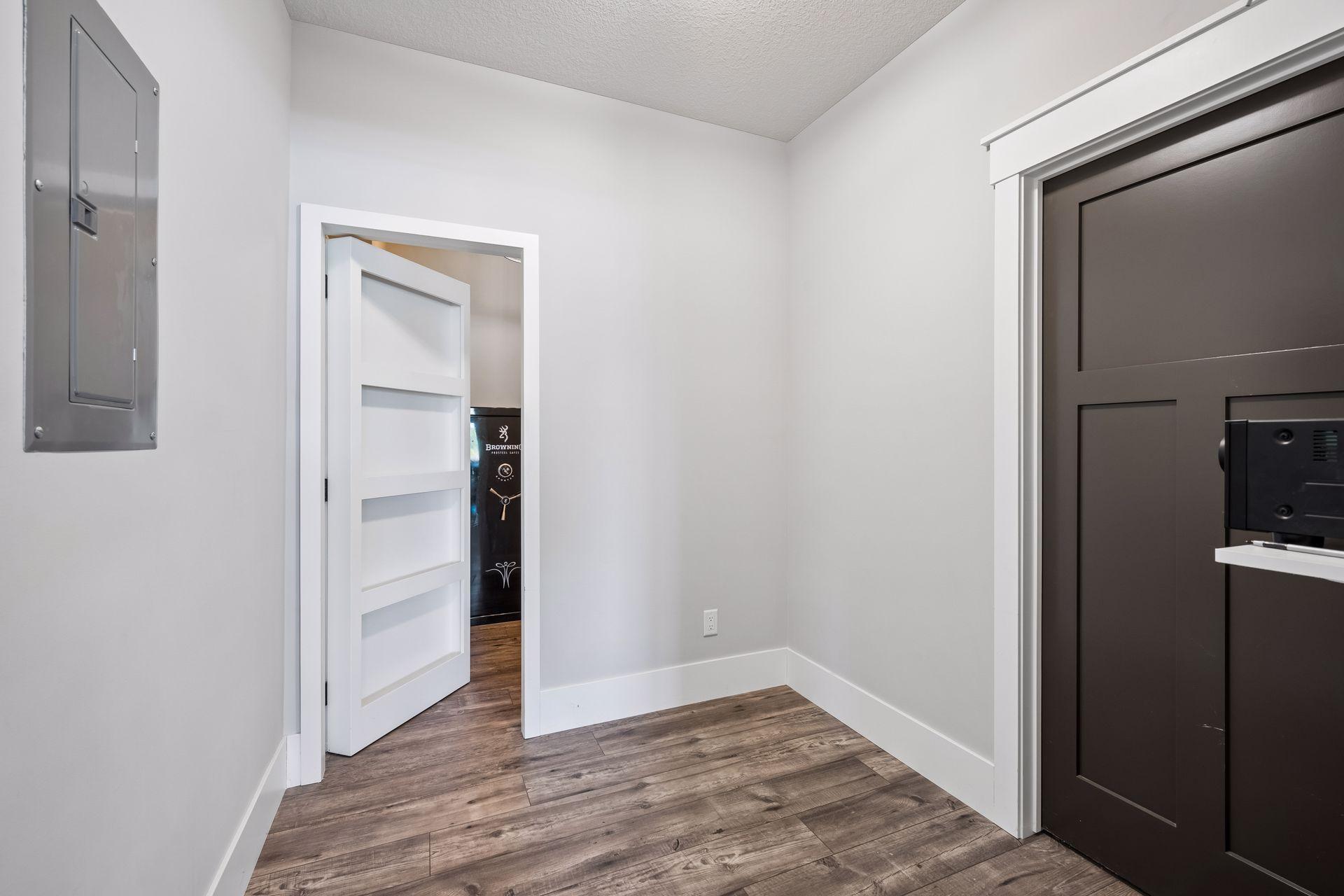 Even the storage spaces are finished off in the lower level!