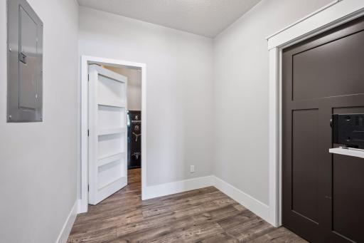 Even the storage spaces are finished off in the lower level!
