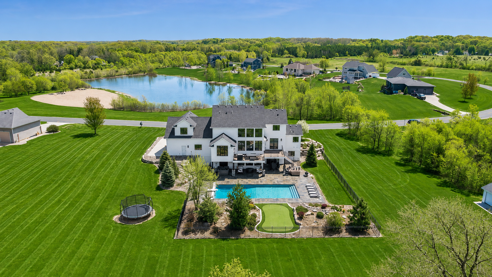 This home is located within an exclusive 17-home association surrounded by more than 30 acres of shared outlots and amenities.